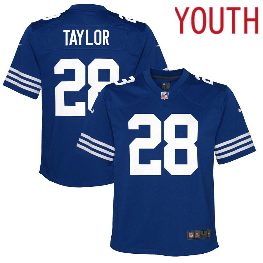 Youth Indianapolis Colts #28 Jonathan Taylor Nike Royal Alternate Game NFL Jersey